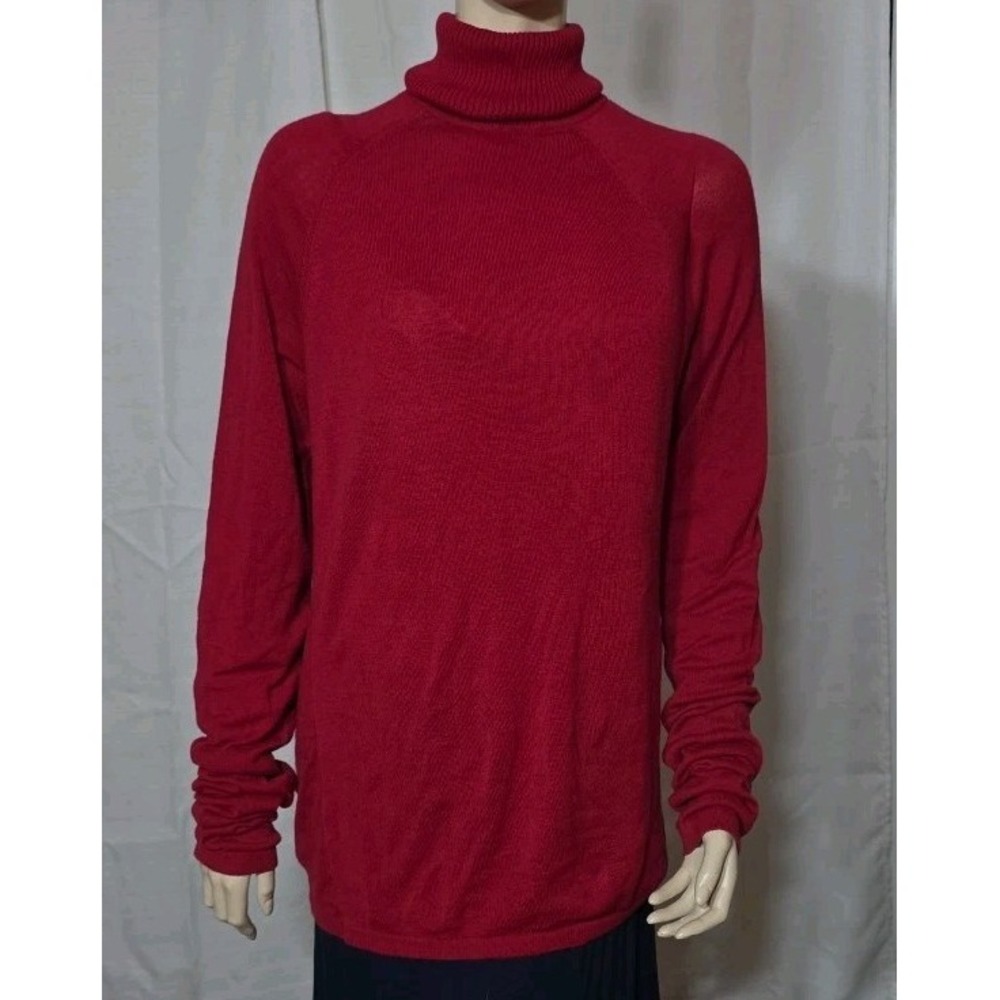 Vintage Sweater Women‎ Large Red Turtleneck Causal Preppy Y2K 90s Academia